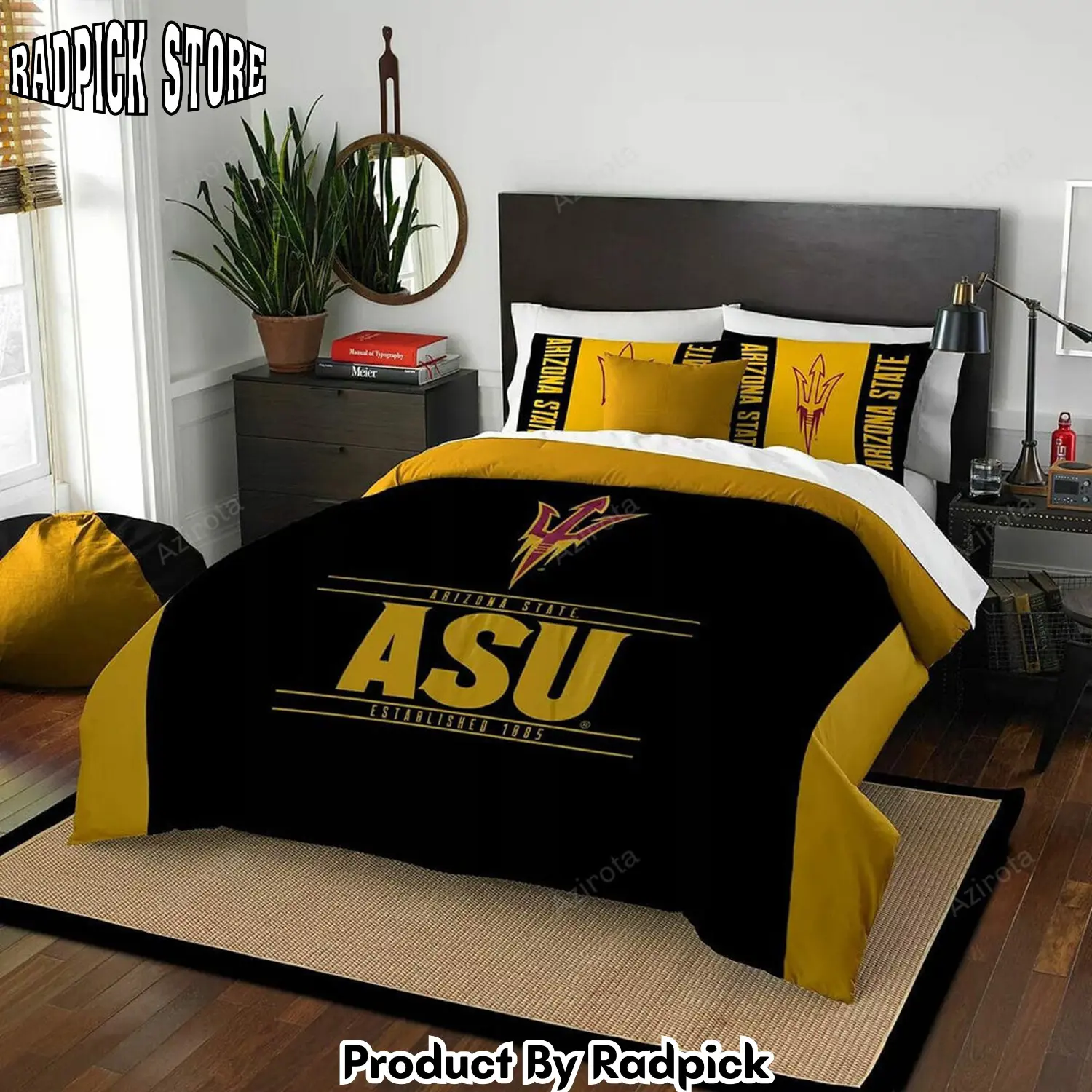 Radpick arizona state sun devils black bedding set rp3278679